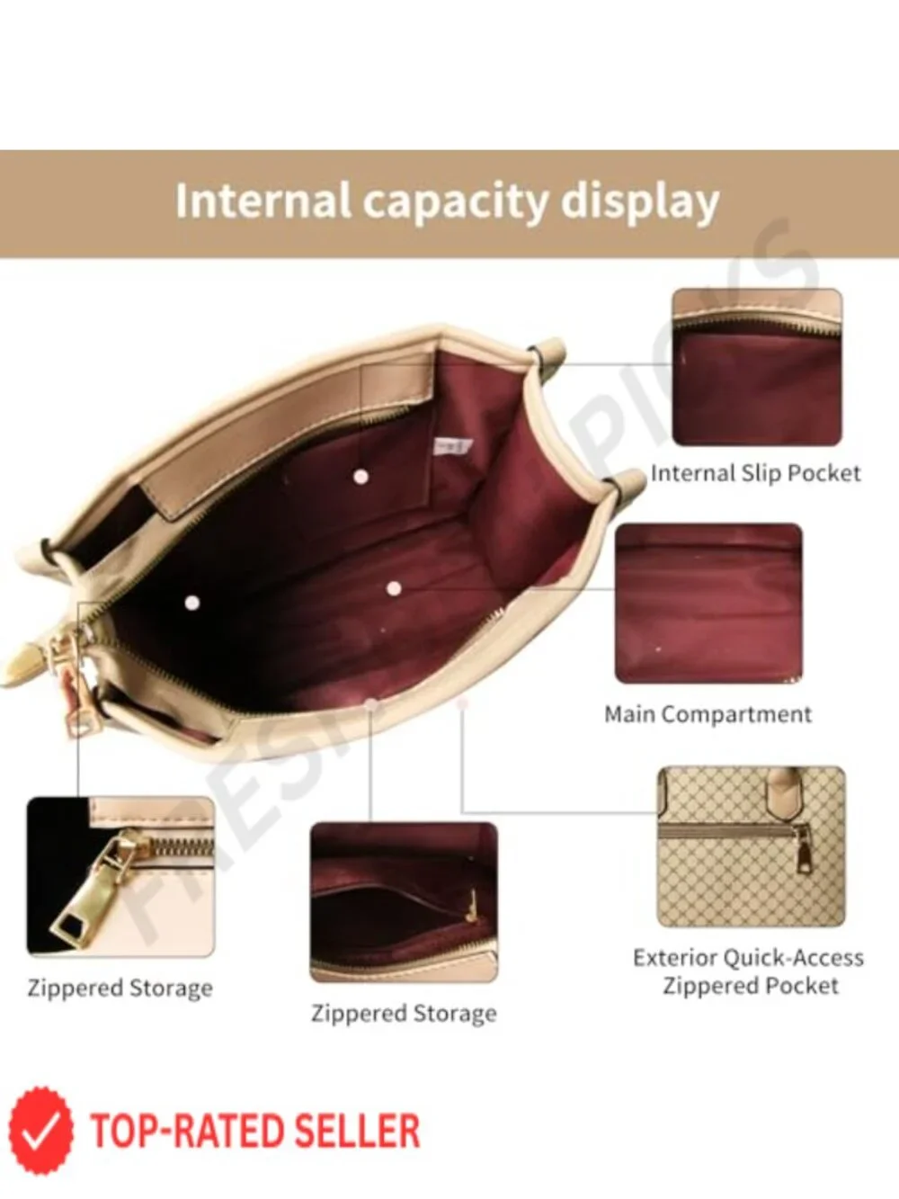 Women's Satchel Bag Set with Wallet & Card Holder, PU Leather 3-Way Handbag
